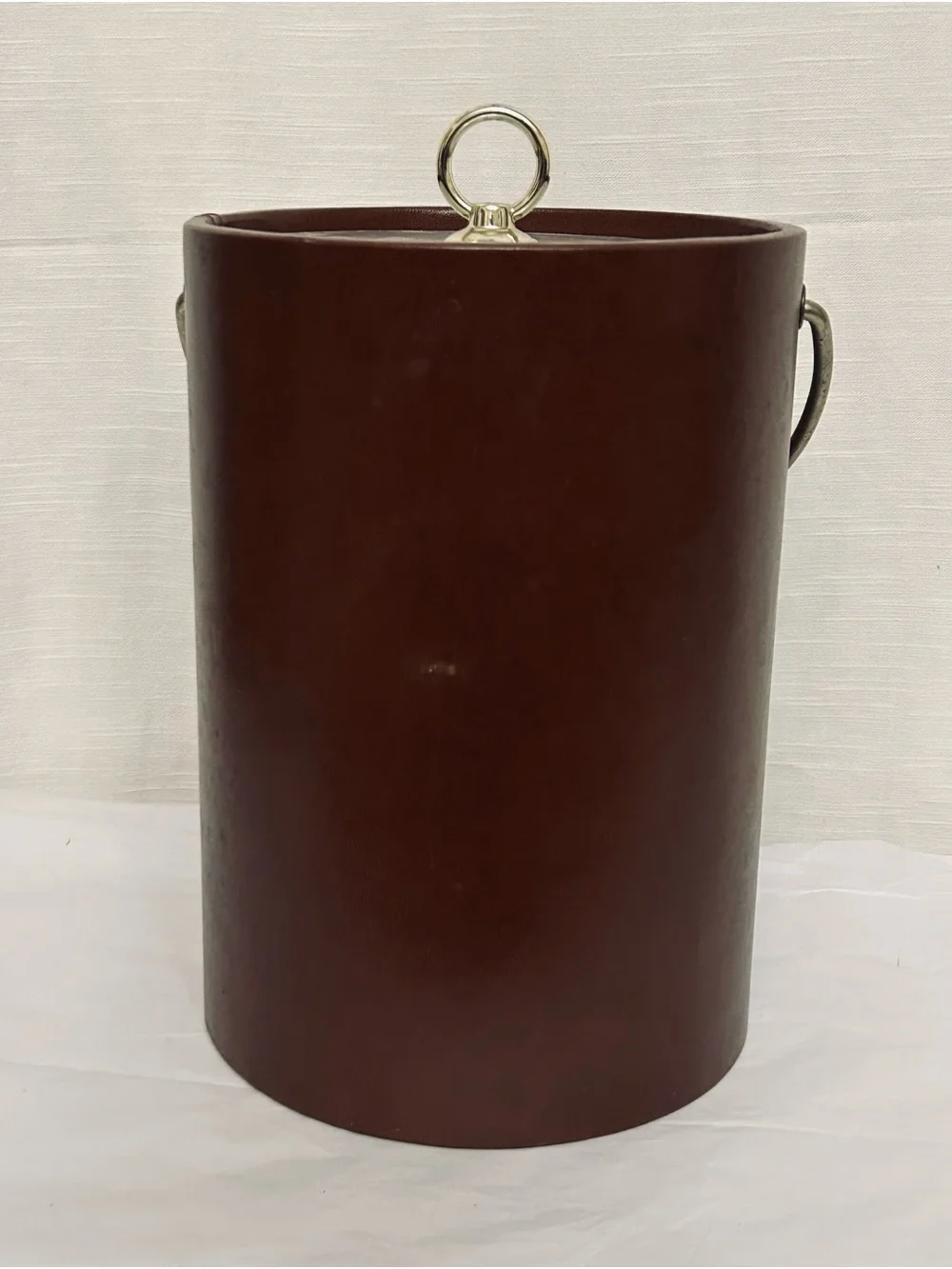 Vintage Large Faux Leather Mid-Century Modern Ice‎ Bucket